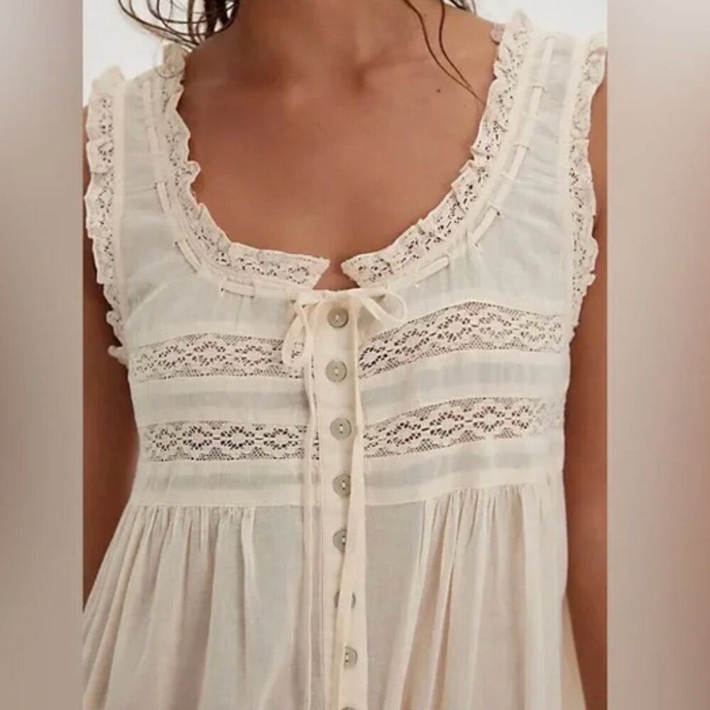 Free People Intimately Bali Sail Away Romper-Pearled Ivory Combo, S, NWOT - Picture 3 of 7